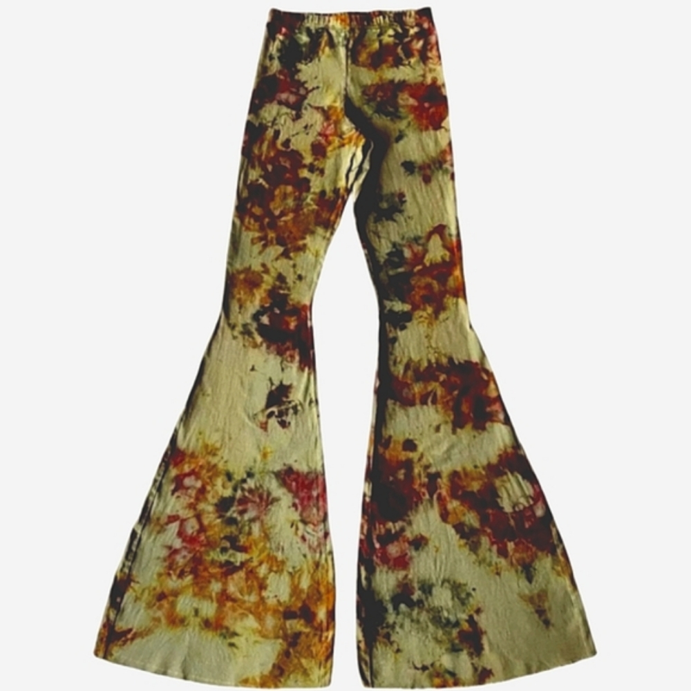 High Waisted Tie Dyed Bell Bottoms Colorful Tie Dye Festival Flares XS S M L XL - Picture 7 of 9